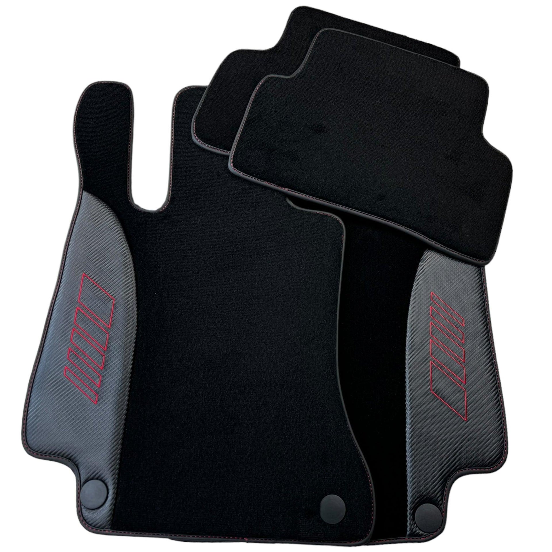 Black Floor Mats for Mercedes Benz C-Class W205 Sedan with Carbon Fiber | AutoWin Edition - AutoWin