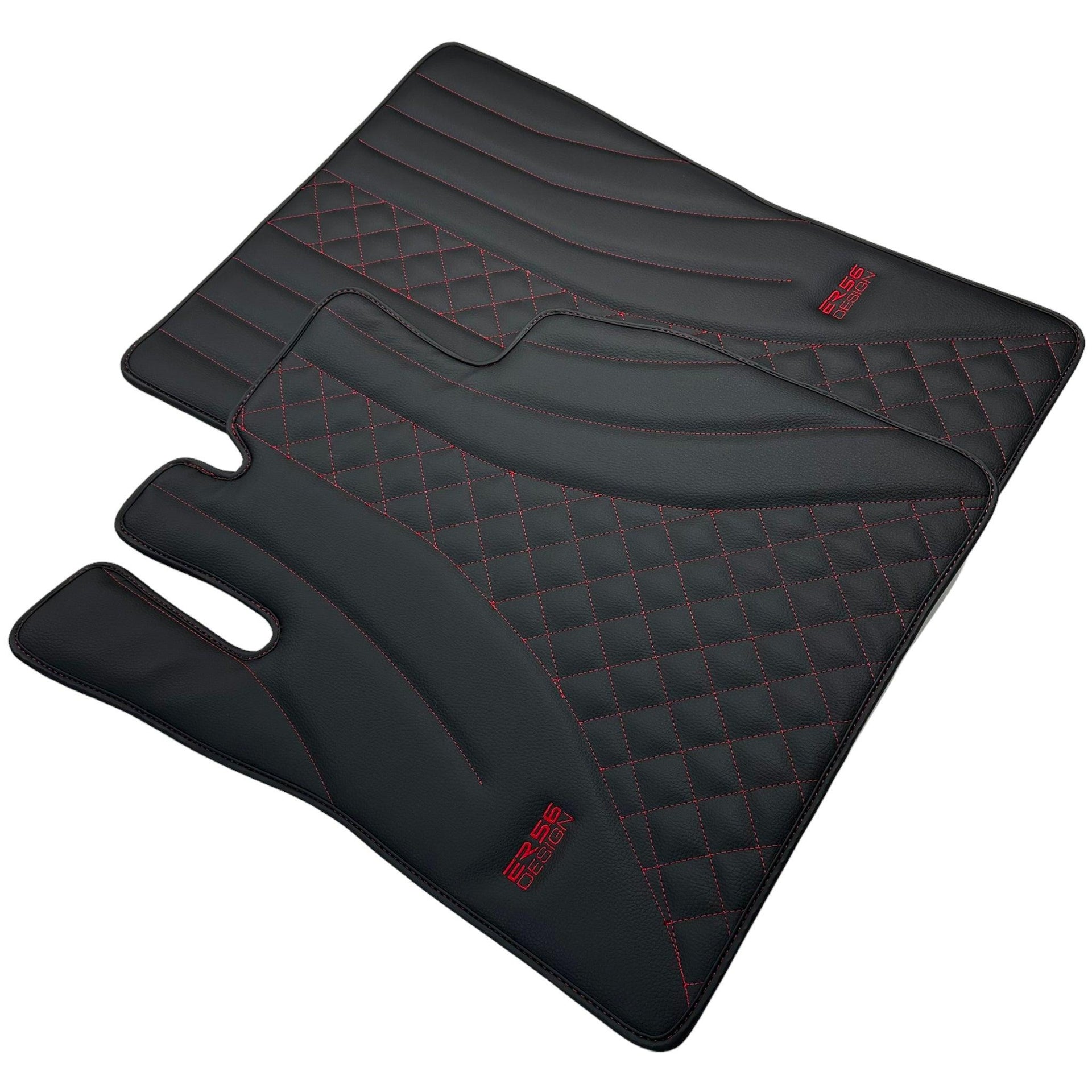 Black Leather Floor Mats for Mercedes-Benz G Class W463 (2008-2018) ER56 Design - AutoWin