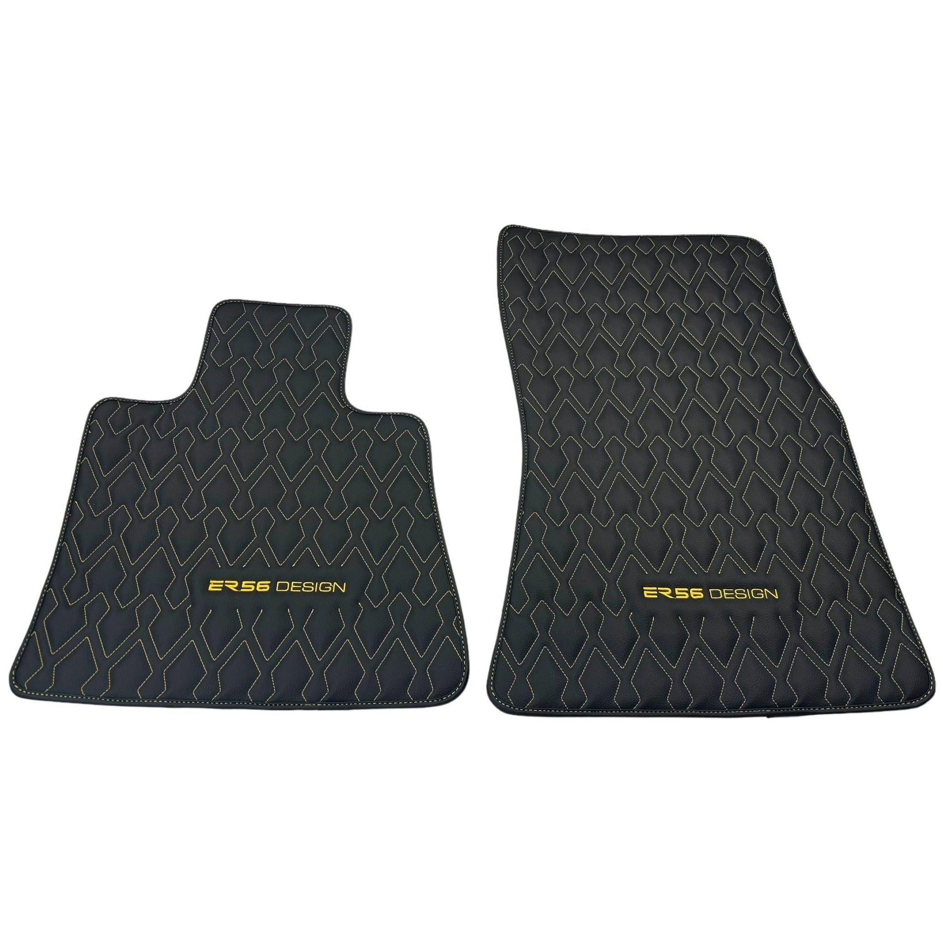 Black Leather Floor Mats for Rolls-Royce Phantom VIII (2017-2024) ER56 Design - AutoWin