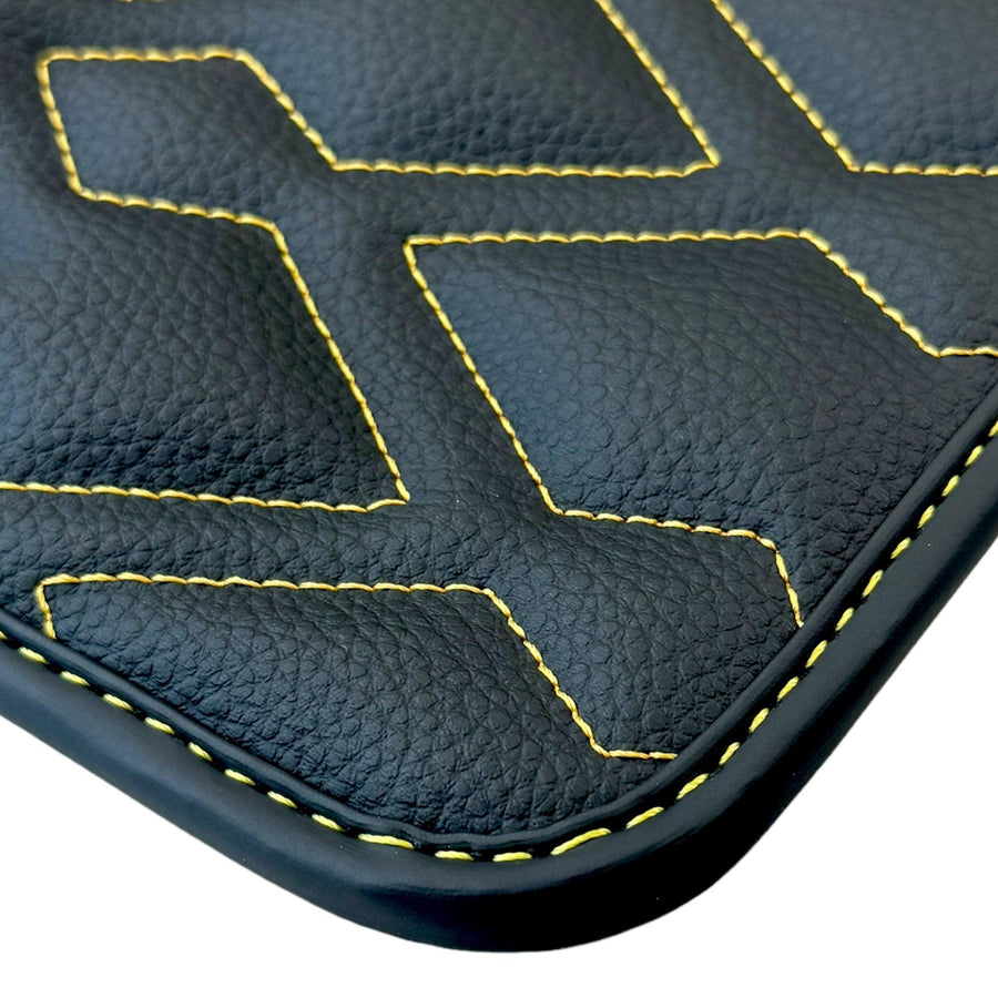 Black Leather Floor Mats for Rolls-Royce Shadow (1965-1977) ER56 Design - AutoWin