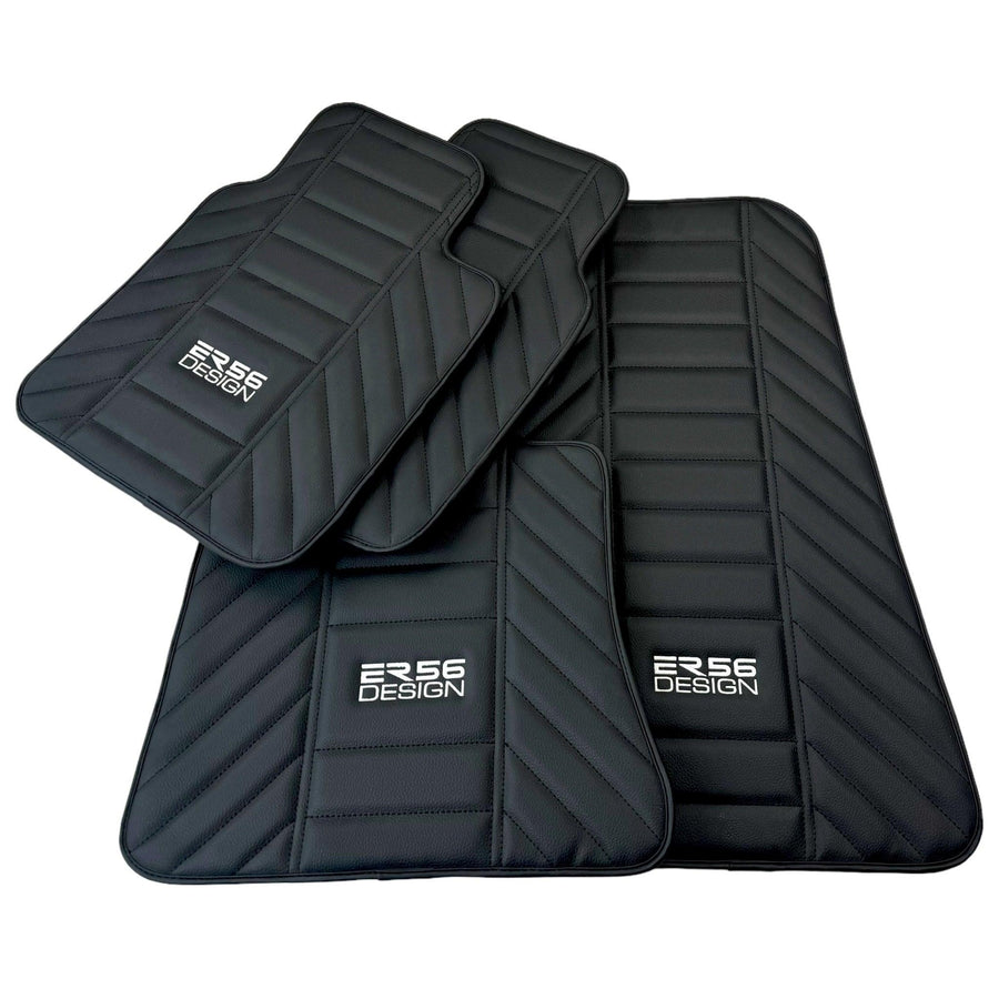 Black Leather Floor Mats for Rolls Royce Phantom VIII (2017-2024) ER56 Design - AutoWin