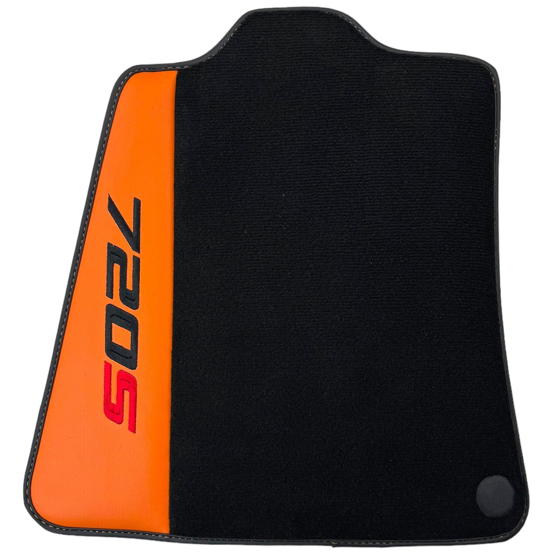 Black Floor Mats for McLaren 720S (2017-2021) with Orange Leather - AutoWin