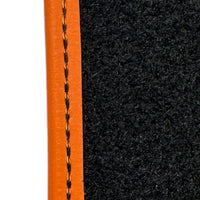 Black Sheepskin Floor Mats for Rolls-Royce Dawn Orange Leather Trim - AutoWin