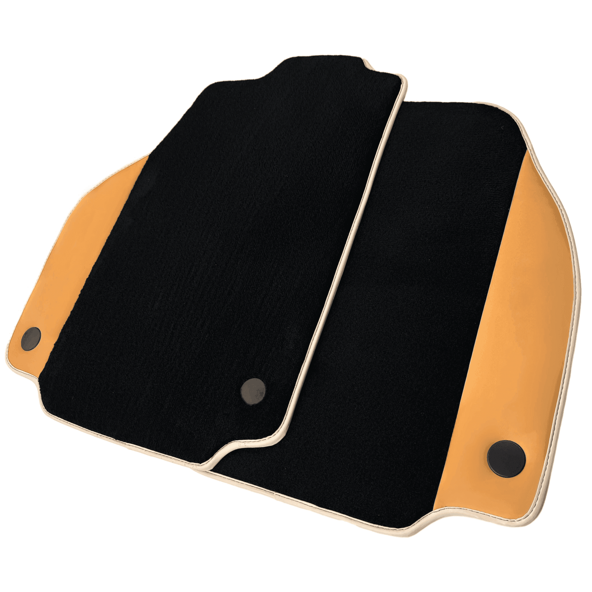 Black Floor Mats For Ferrari 488 Spider (2016-2022) with Beige Nappa Leather Borders - AutoWin