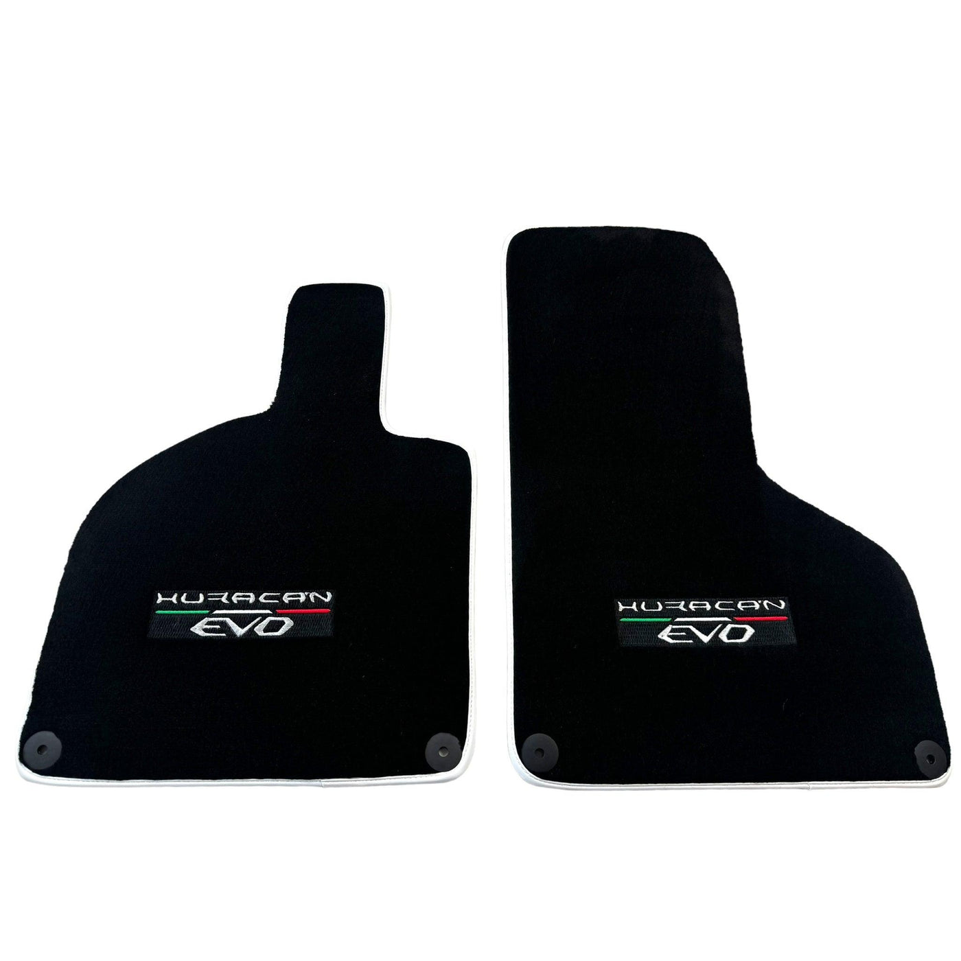 Black Floor Mats for Lamborghini Huracan EVO (2014-2023) with White Trim - AutoWin