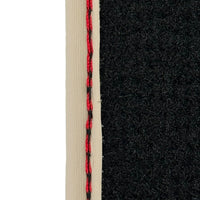 Black Floor Mats For Ferrari 488 Spider (2016-2022) with Beige Nappa Leather Borders - AutoWin