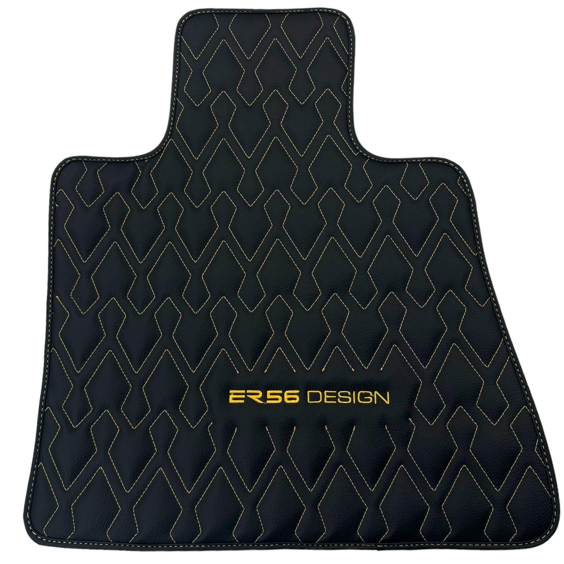 Black Leather Floor Mats for Rolls-Royce Ghost Series II (2021-2024) ER56 Design - AutoWin