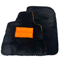 Black Sheepskin Floor Mats for Rolls-Royce Dawn Orange Leather Trim - AutoWin