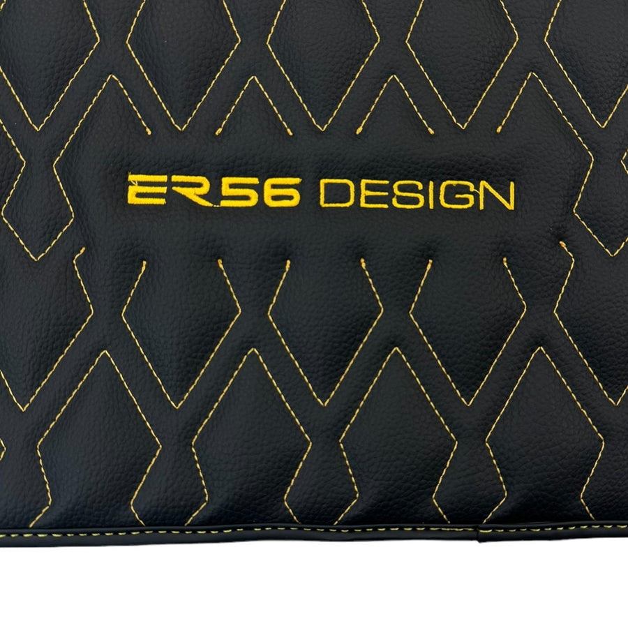 Black Leather Floor Mats for Rolls-Royce Phantom VIII (2017-2024) ER56 Design - AutoWin
