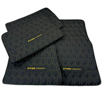 Black Leather Floor Mats for Rolls-Royce Wraith (2013–2023) ER56 Design - AutoWin