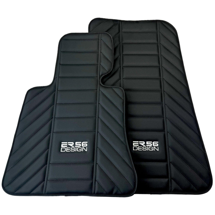 Black Leather Floor Mats for Rolls Royce Cullinan (2018-2023) ER56 Design - AutoWin