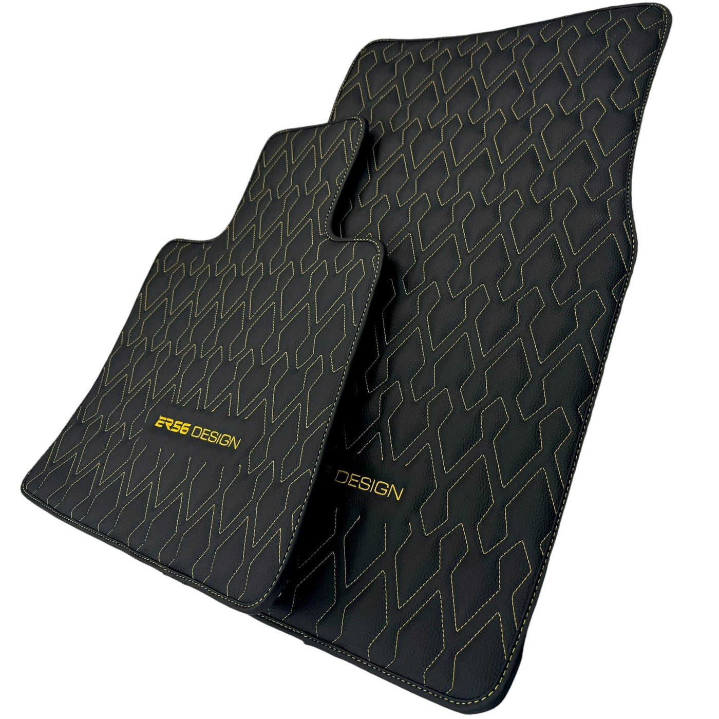 Black Leather Floor Mats for Rolls-Royce Cullinan RR31 (2018-2023) ER56 Design - AutoWin