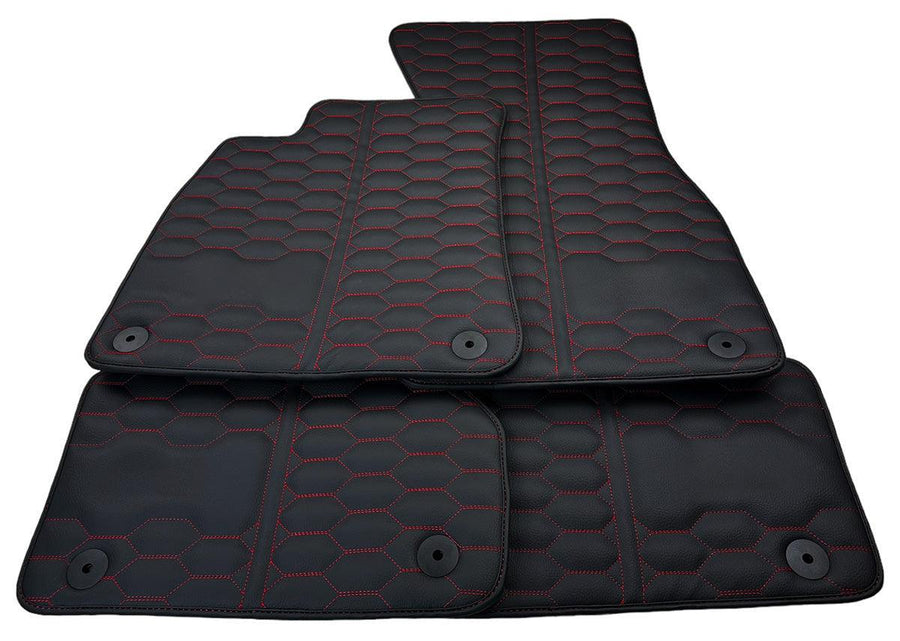 Customizable Black Leather Floor Mats for Audi A5 - F53 Coupe (2020-2023) - AutoWin