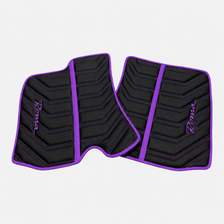 Black Leather Floor Mats for Ferrari Roma (2021-2024) Yellow Sewing