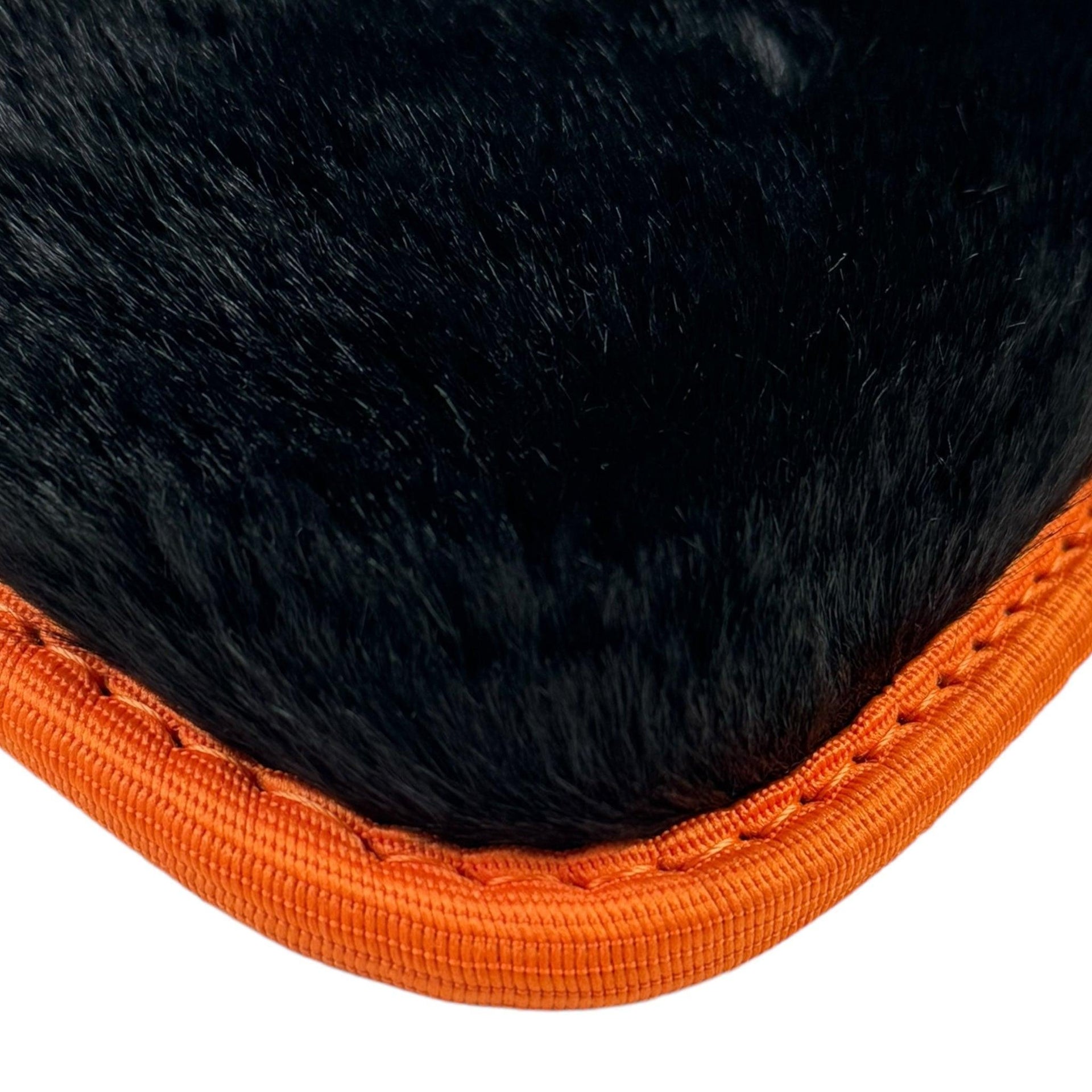 Black Sheepskin Floor Mats for Rolls-Royce Cullinan | Orange Trim - AutoWin