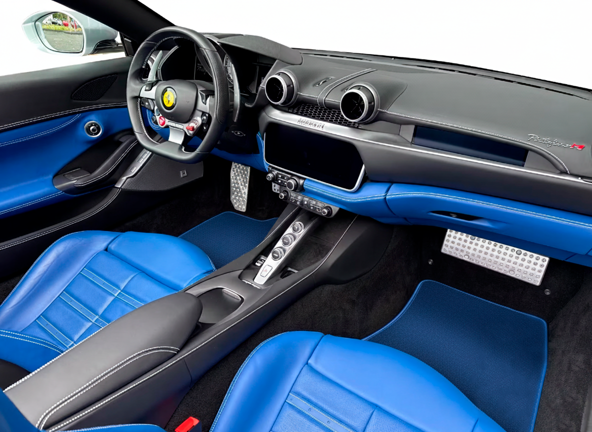 Anpassbare Lederfußmatten mit vertikalem Sechseckmuster für Ferrari Portofino (2018–2023) - AutoWin