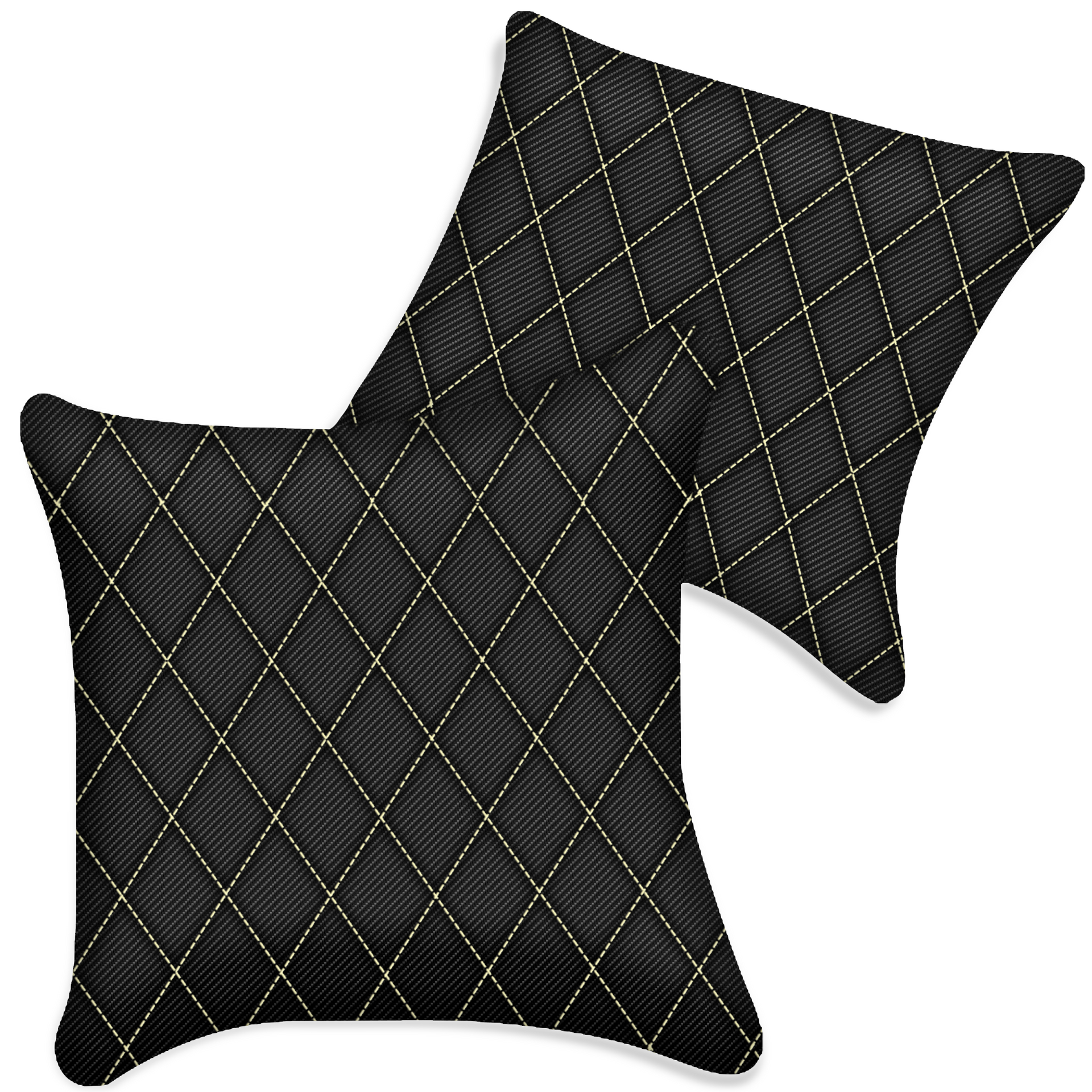 Customizable Black Carbon Fiber Pillows Set of 2 for All Vehicles | Single Diamond Pattern