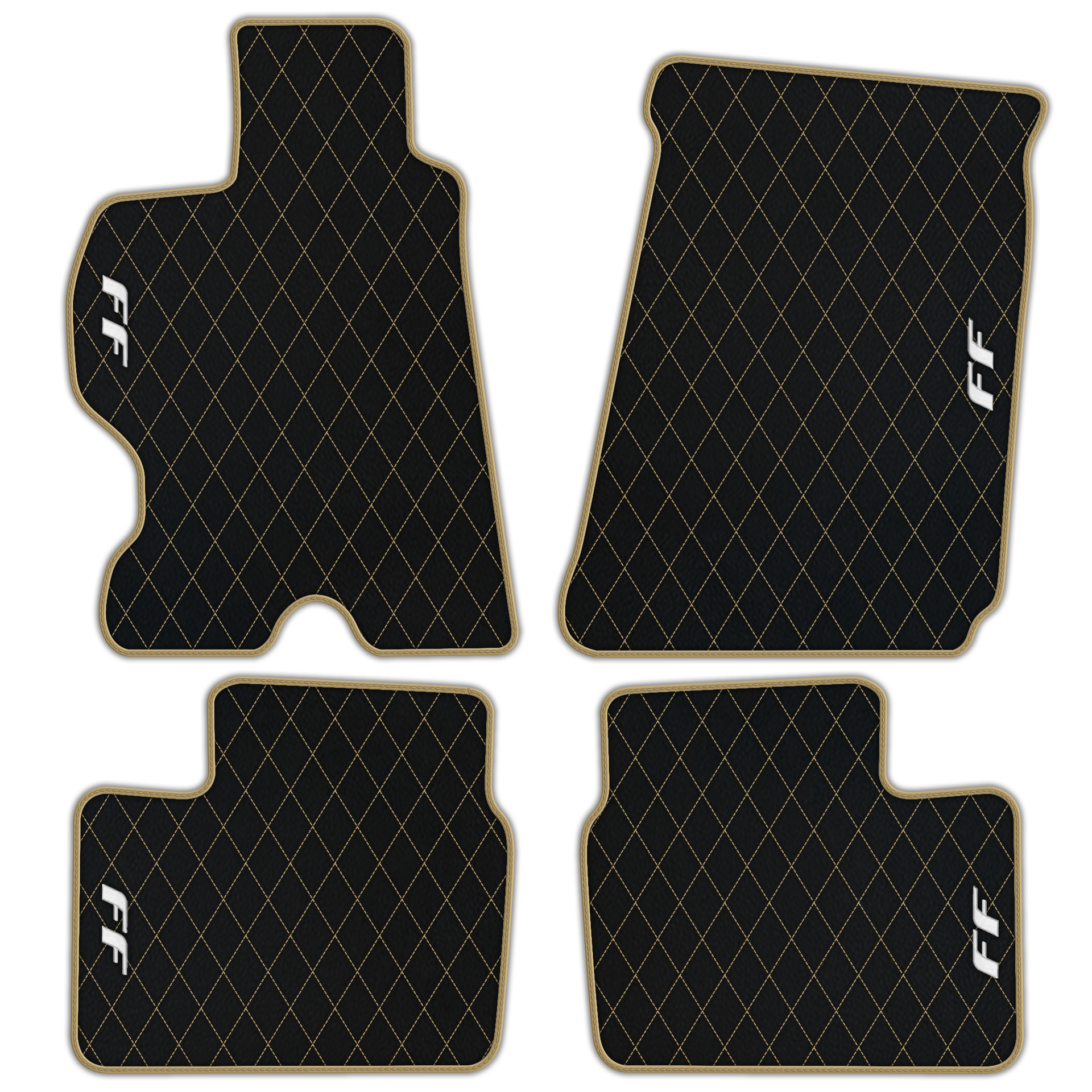 Luxury Black Leather Floor Mats for Ferrari Roma (2021-2024)