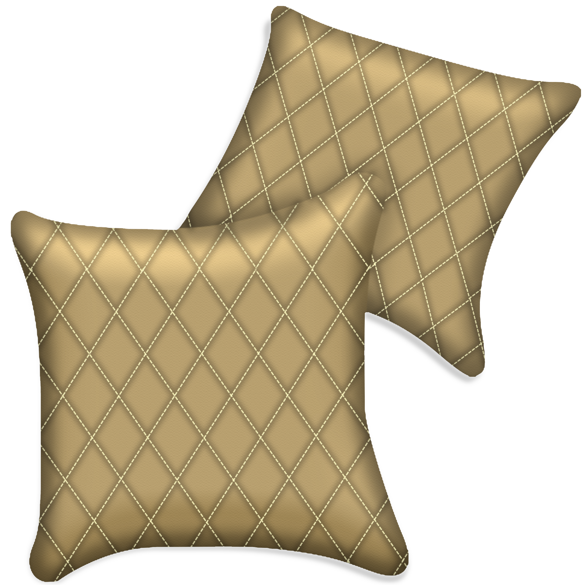 Customizable Beige Leather Pillows Set of 2 for All Vehicles | Single Diamond Pattern