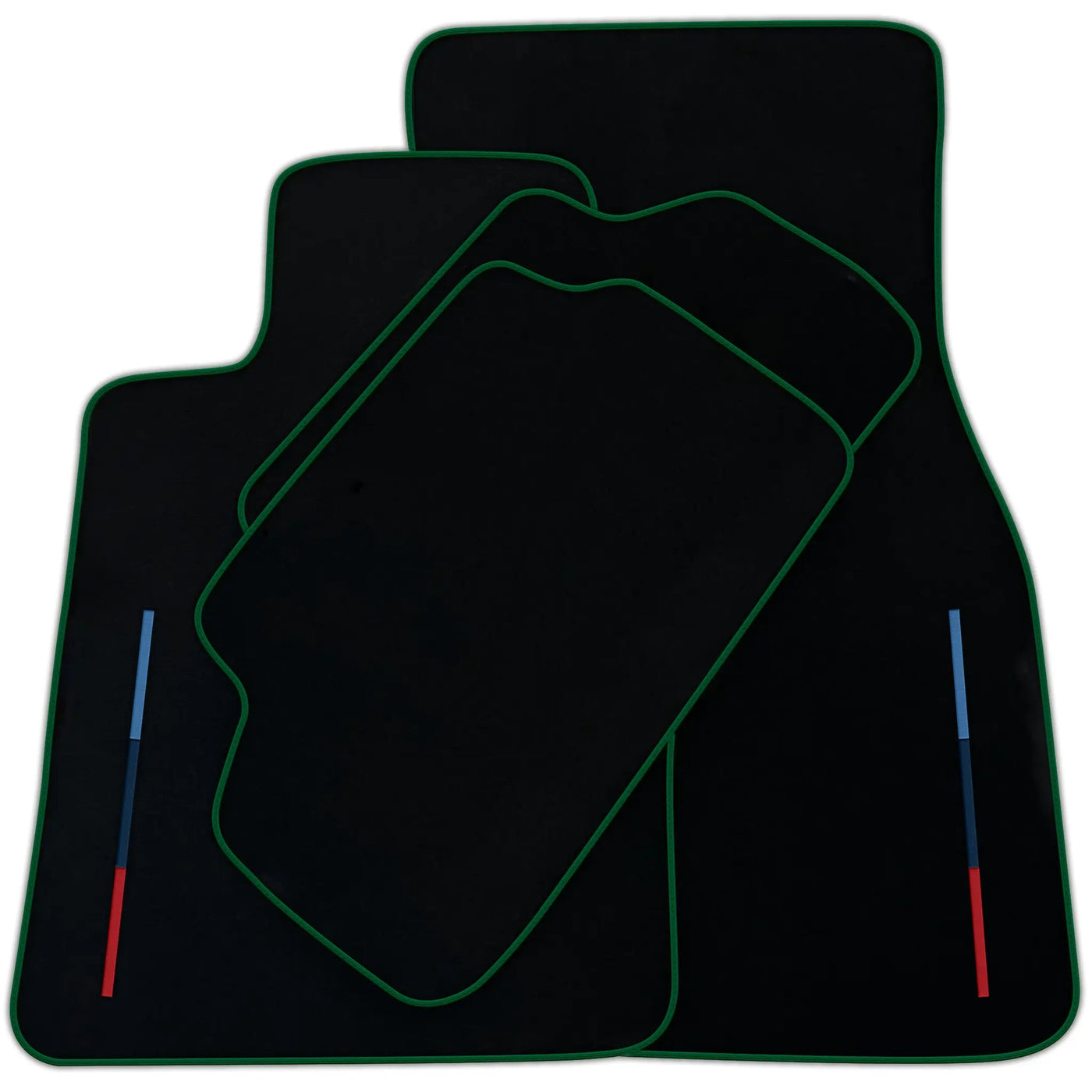 Black Floor Mats For BMW G60 (2023-2026) Sedan With 3 Color Stripes Tailored Set Perfect Fit | Various Trim Colors