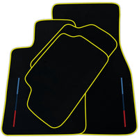 Black Floor Mats For BMW G60 (2023-2026) Sedan With 3 Color Stripes Tailored Set Perfect Fit | Various Trim Colors