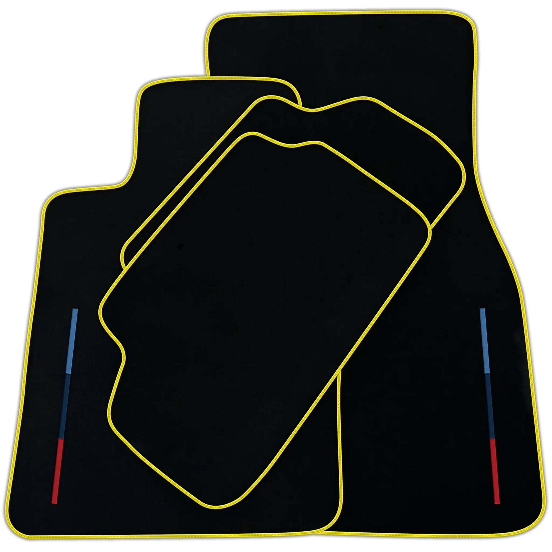 Black Floor Mats For BMW M3 G81 Touring (2022-2026) With 3 Color Stripes Tailored Set Perfect Fit | Various Trim Colors