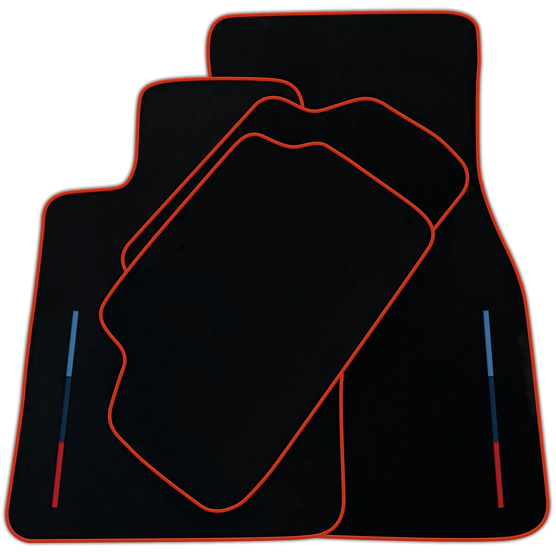 Black Floor Mats For BMW 7 Series F01 With Color Stripes Tailored Set Perfect Fit | Various Trim Colors