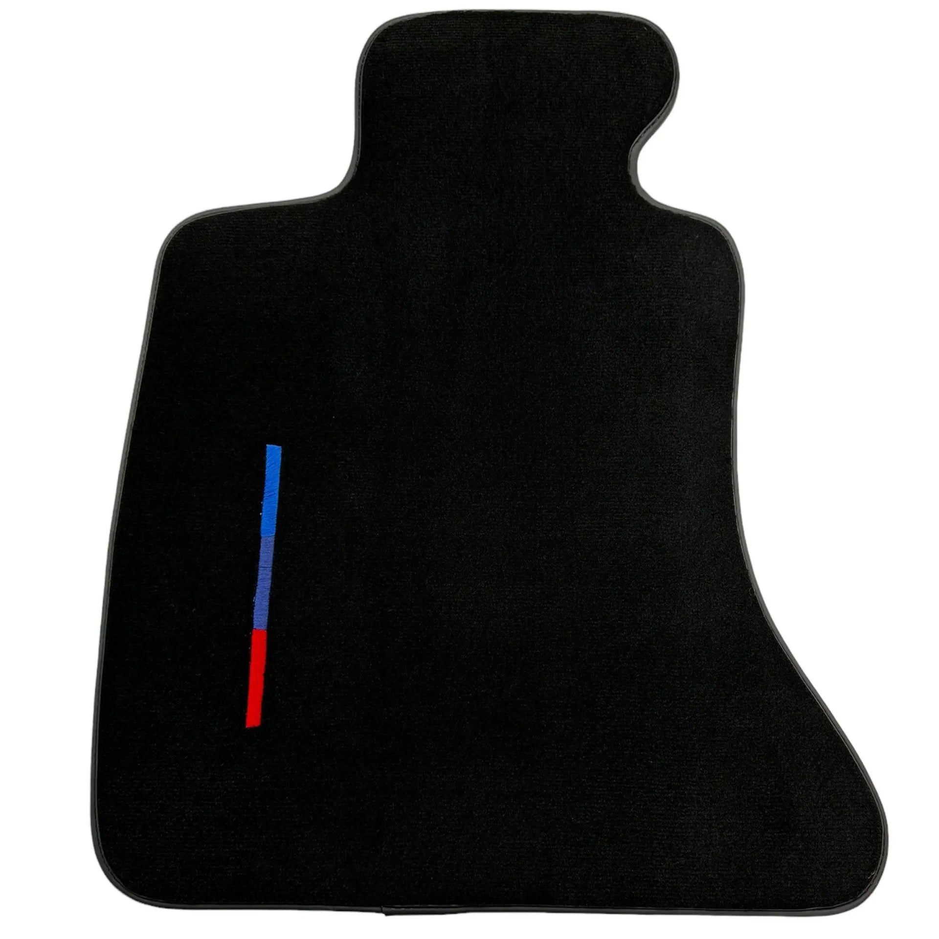Black Floor Mats For BMW 7 Series F02 Long With Color Stripes Tailored Set Perfect Fit - AutoWin