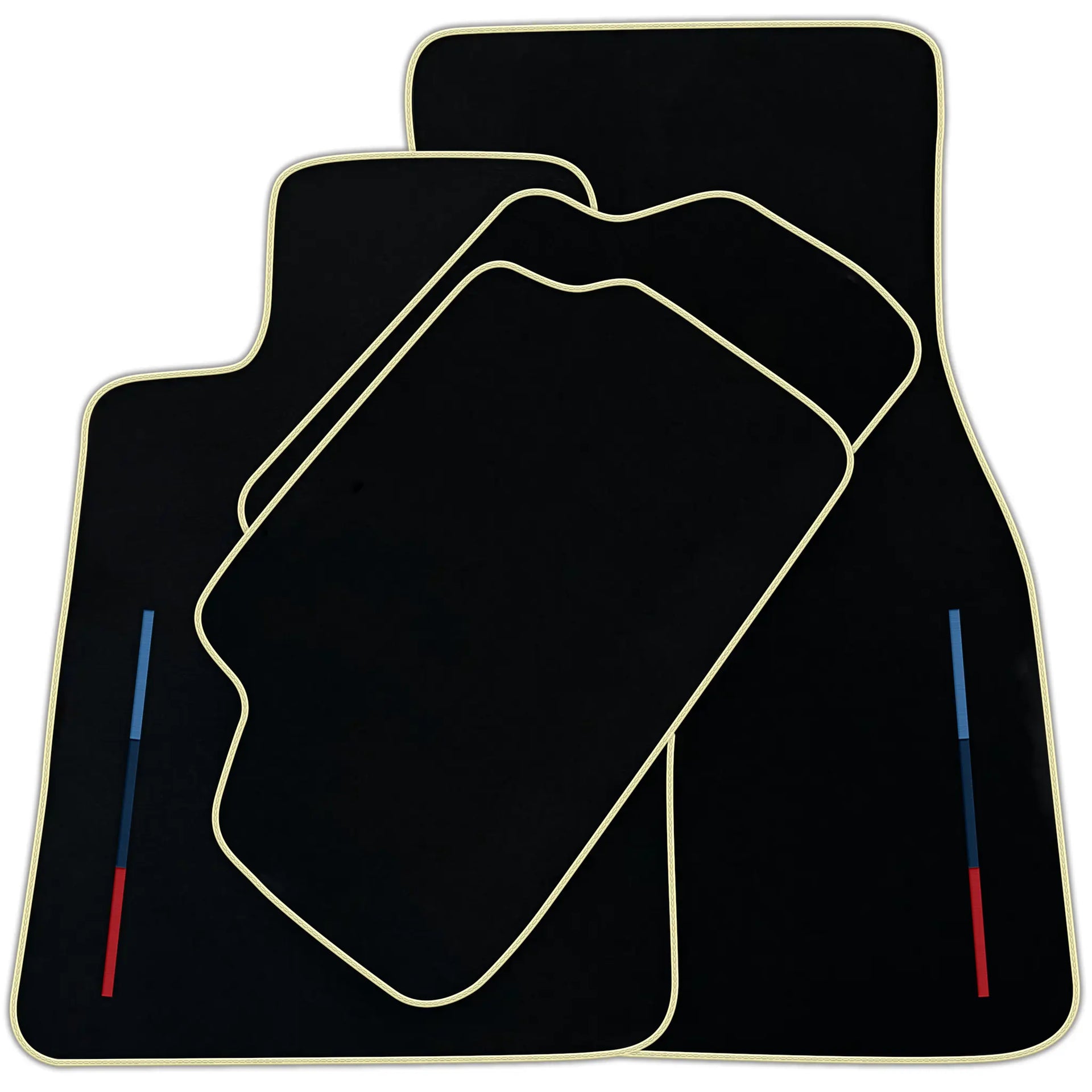 Black Floor Mats For BMW 7 Series F02 Long With Color Stripes Tailored Set Perfect Fit | Various Trim Colors