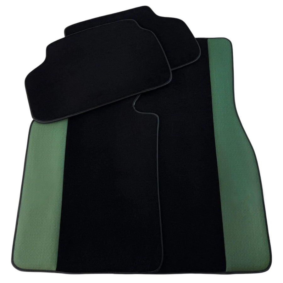 Black Floor Mats for BMW Gran Tourer F46 (2015-2022) 5 Seats | Green Leather Borders
