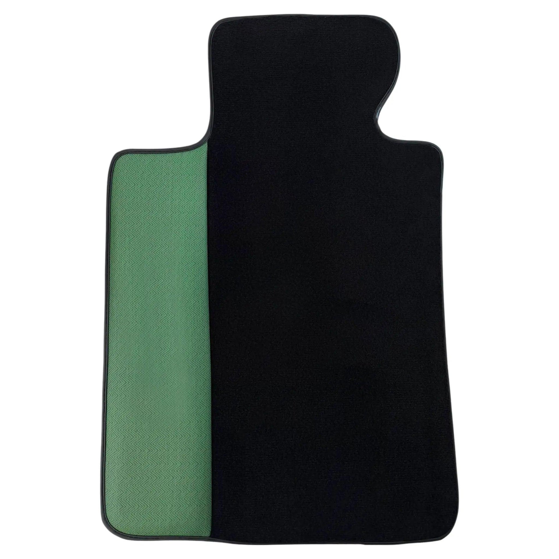 Black Floor Mats for BMW G60 (2023-2026) Sedan | Green Leather Borders