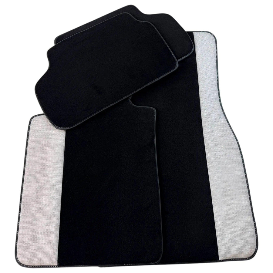 Black Floor Mats for BMW G60 (2023-2026) Sedan with Gray Leather Borders