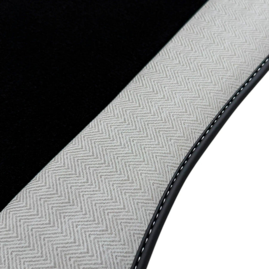 Black Floor Mats for BMW Gran Tourer F46 (2015-2022) 5 Seats with Gray Leather Borders