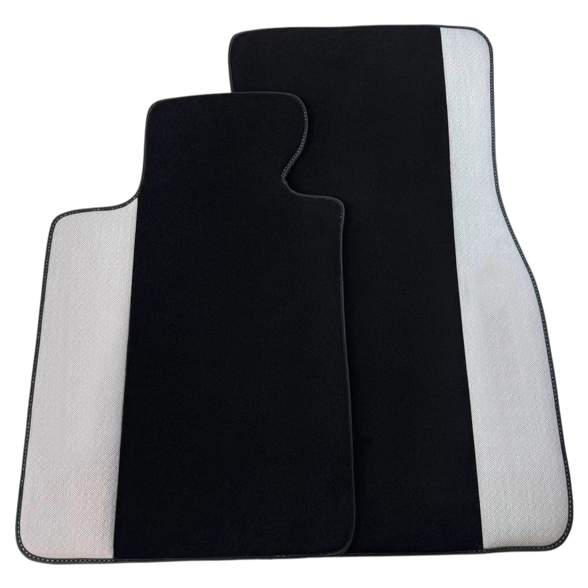 Black Floor Mats for BMW G60 (2023-2026) Sedan with Gray Leather Borders