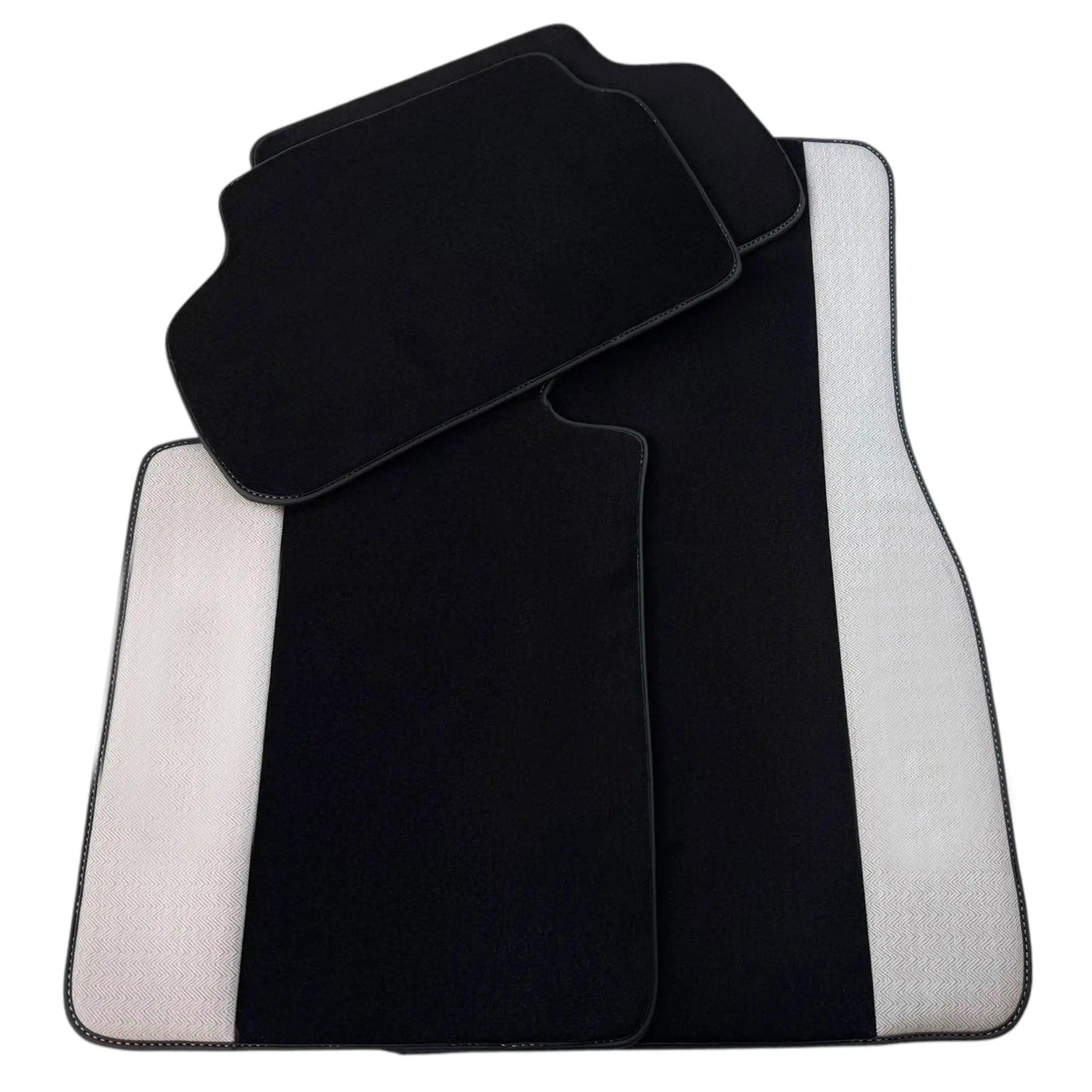 Black Floor Mats for BMW 1 Series F70 with Gray Leather Borders