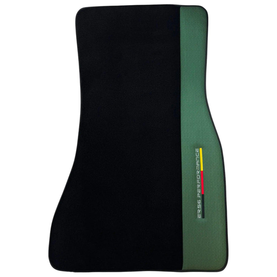 Black Floor Mats for BMW Gran Tourer F46 (2015-2022) 5 Seats with Green Leather ER56 Performance