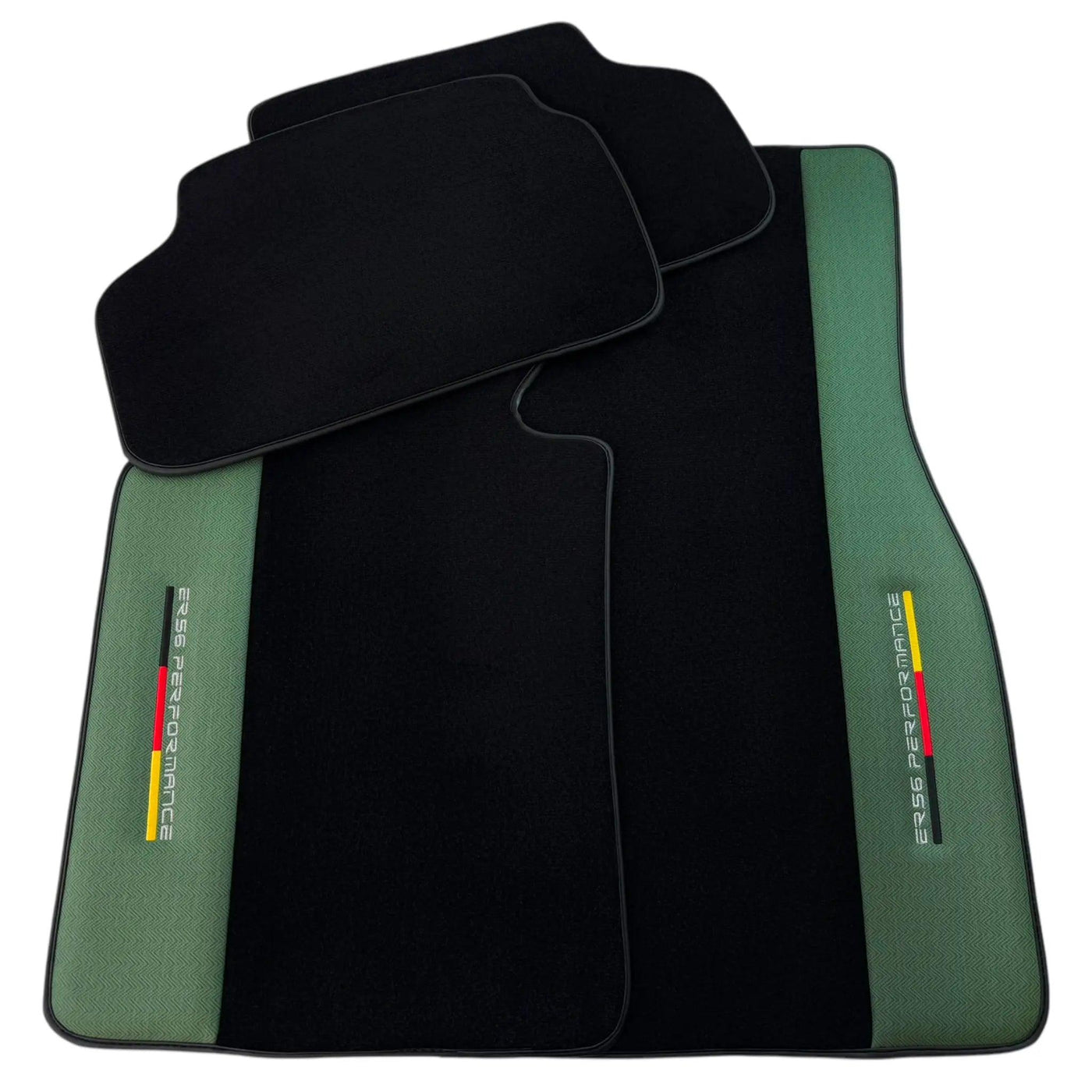 Black Floor Mats for BMW 1 Series F70 with Green Leather ER56 Performance