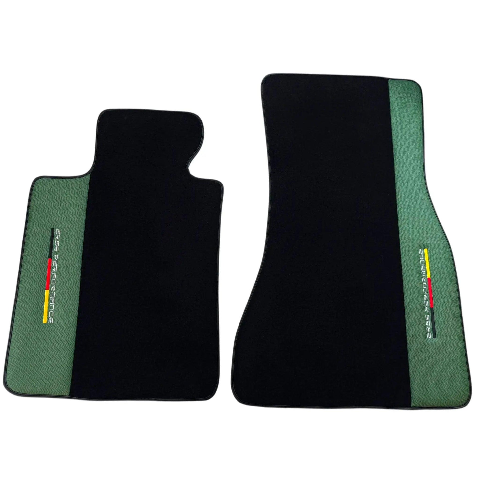 Black Floor Mats for BMW G61 (2023-2026) Touring with Green Leather ER56 Performance