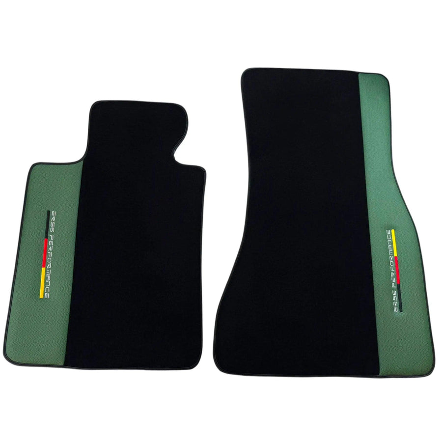Black Floor Mats for BMW Gran Tourer F46 (2015-2022) 5 Seats with Green Leather ER56 Performance