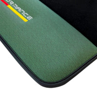 Black Floor Mats for BMW G60 (2023-2026) Sedan with Green Leather ER56 Performance