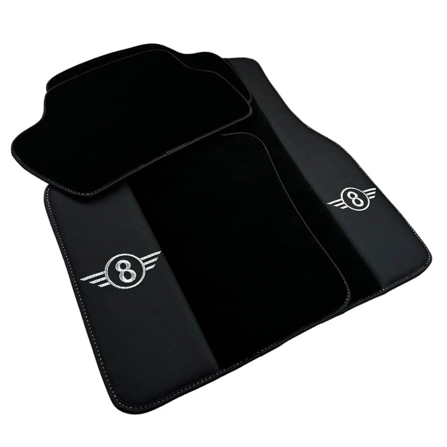 Black Floor Mats for Mini Cabrio F57 Convertible (2016-2023) with Leather - AutoWin