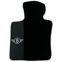 Black Floor Mats for Mini Cabrio F57 Convertible (2016-2023) with Leather | White Trim - AutoWin