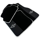 Black Floor Mats for Mini Cabrio R52 Convertible (2004-2009) with Leather | White Trim - AutoWin