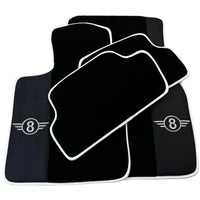 Black Floor Mats for Mini Cabrio R56 Convertible (2009-2016) with Leather | White Trim - AutoWin