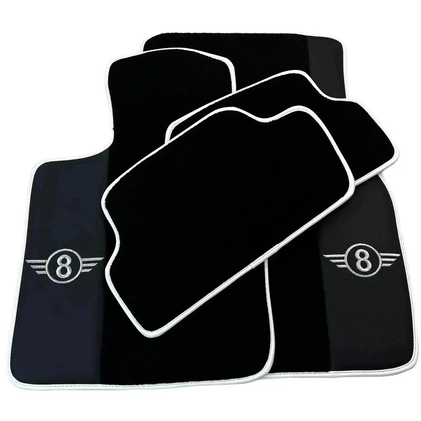Black Floor Mats for Mini Clubman R55 (2007-2015) with Leather | White Trim - AutoWin