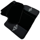 Black Floor Mats for Mini Countryman F60 Hybrid (2020-2023) with Leather - AutoWin