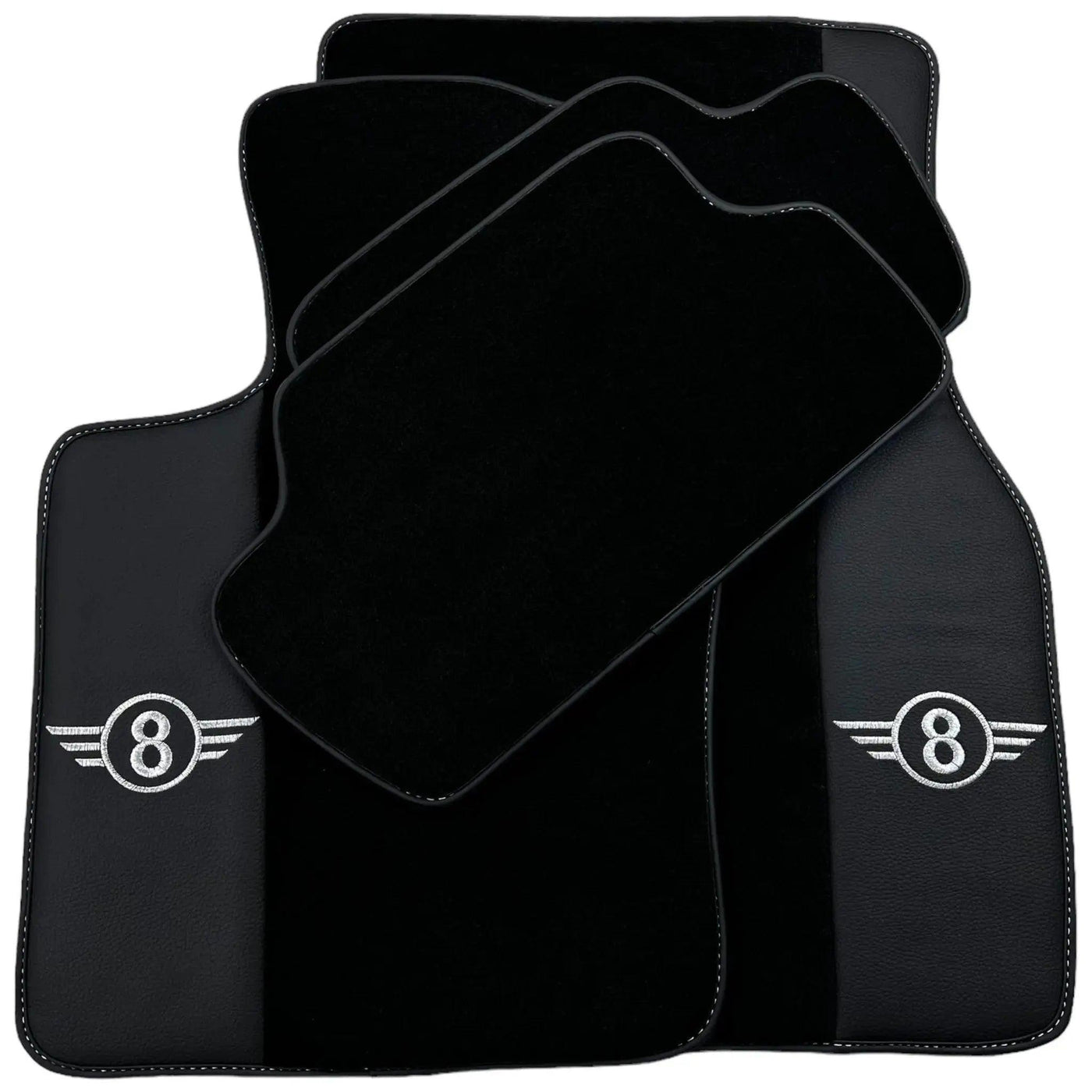 Black Floor Mats for Mini Countryman F60 (2017-2023) with Leather - AutoWin
