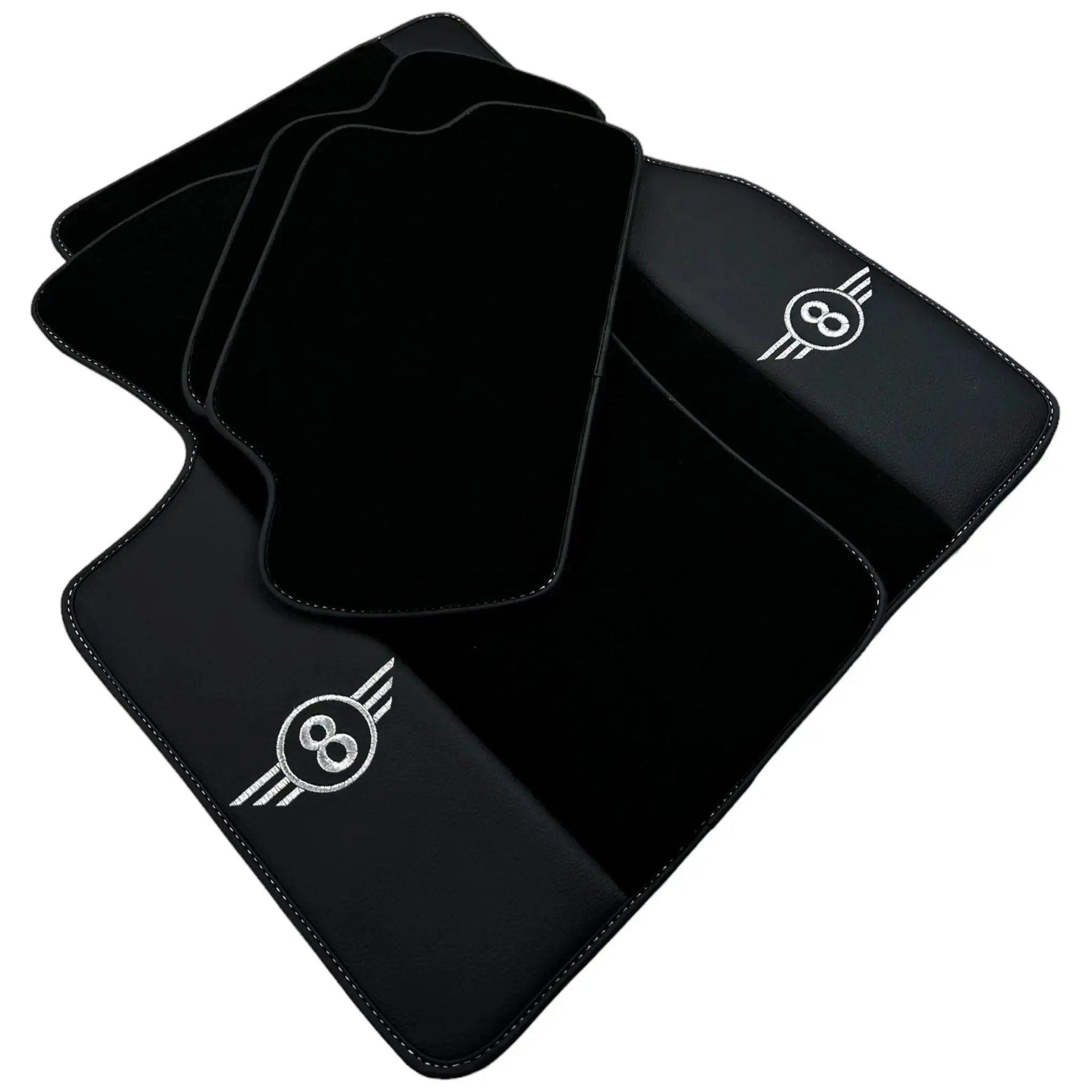 Black Floor Mats for Mini Countryman R60 (2010-2017) with Leather - AutoWin