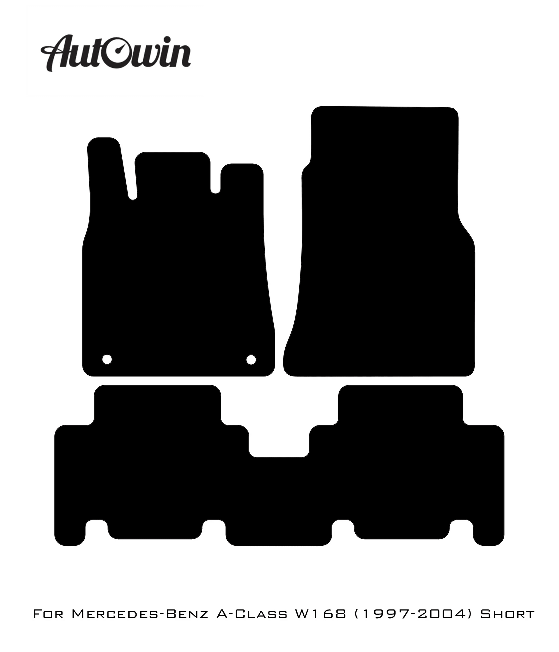 Black Leather Floor Mats For Mercedes Benz A-Class W168 (1997-2004) | ER56 Design - AutoWin