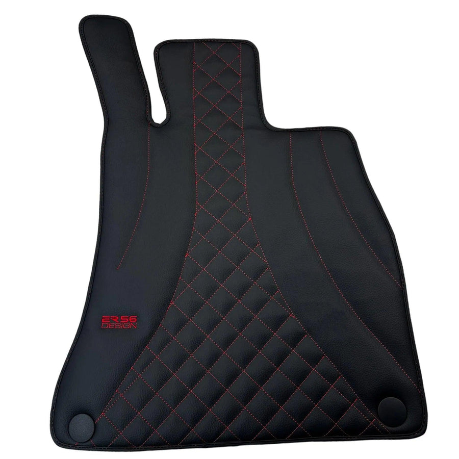 Black Leather Floor Mats For Mercedes Benz A-Class W168 (1997-2004) | ER56 Design - AutoWin